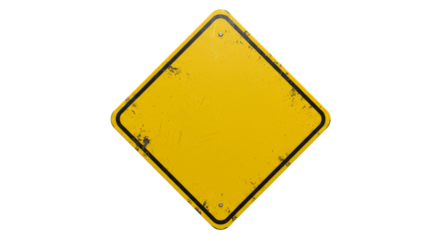 Worn diamond road sign isolated view