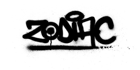 graffiti zodiac  text sprayed in black over white
