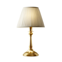 Elegant Gold Table Lamp with Pleated Shade on a white background.