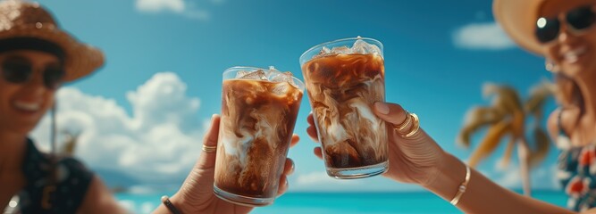 Celebrating summer vibes with iced coffee toast beachside lifestyle