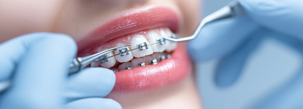 Orthodontics clinic close-up on indoor patient care and treatment