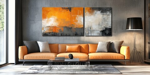 Abstract canvas art staged for sale