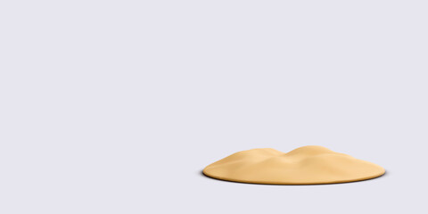 Small Pile Of Yellow Sand In Minimal 3D Style, Lying On Light Background. Perfect For Beach Themes, Summer Design, Desert Landscapes, Or Travel Concepts. Clean Vector Illustration