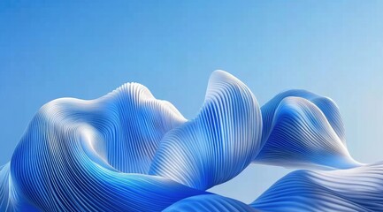 Abstract flowing blue and white forms against a clear sky