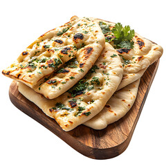 Garlic Herb Naan Bread isolated on transparent background