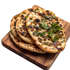 Grilled Naan with Cilantro A Culinary Delight isolated on transparent background