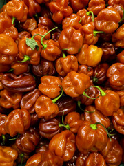 Red peppers in a market