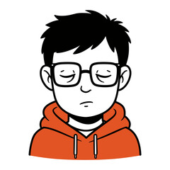 Sad Boy Cartoon Illustration Tired, Depressed, or Exhausted Young Man in Hoodie