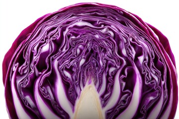 Fototapeta premium Close-up view of a vibrant red cabbage cross-section.