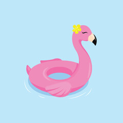 Flamingo Float Flat Design Summer Vector