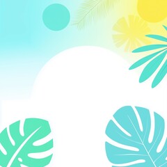 Design of tropical plant-themed frames with bright gradation colors that fill the summer atmosphere.