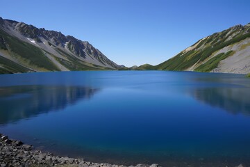 Serene Mountain Lake Azure Waters Mirroring Majestic Peaks