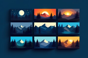 Mountain Landscape Variations A Collection of Nine Scenic Views