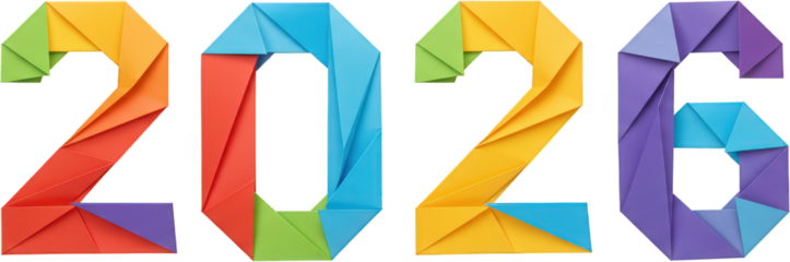 Colorful Origami Paper 2026 New Year Number Design