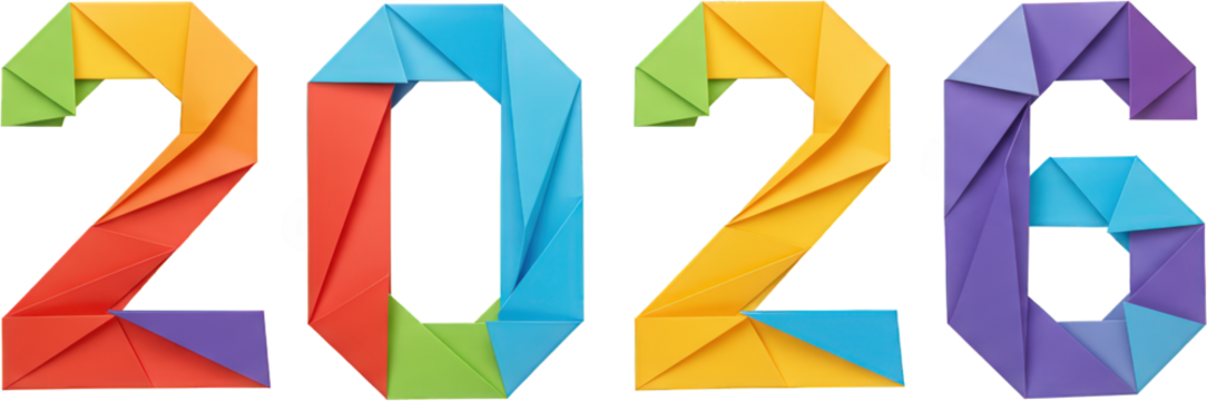 Colorful Origami Paper 2026 New Year Number Design