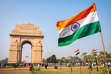 India Gate and National Flag