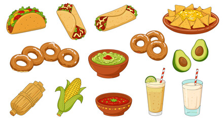 Collection of mexican foods illustration