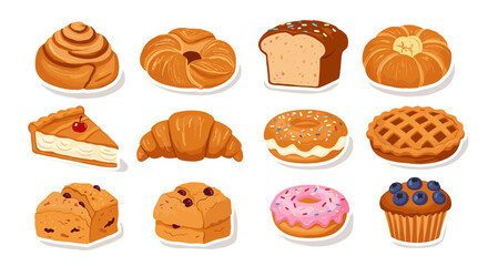 Variety of baked goods illustration