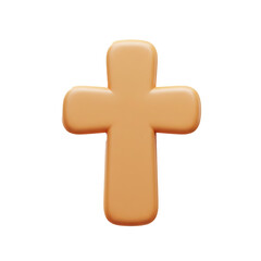 Obraz premium 3D Rendered Soft Rounded Cross Symbol of Faith Christianity Isolated on White Background
