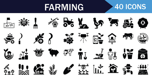 Farming icons agriculture rural countryside livestock