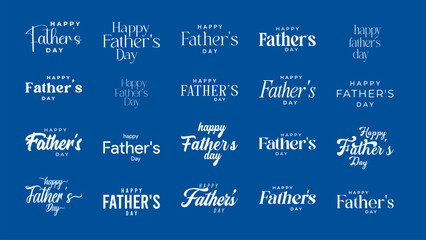 Obraz premium Happy Fathers Day lettering set. Handmade calligraphy vector illustration. Mother's day text set with different fonts. Father's day greeting cards 