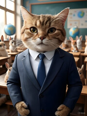 Cute domestic tabby cat with beautiful eyes on the window or table looking young