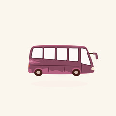 Adorable Purple Bus Illustration Cartoon Transportation Design Concept