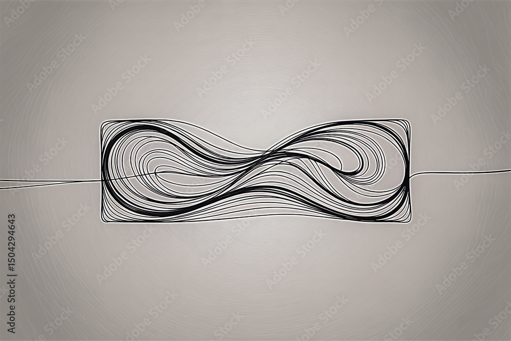Poster elegant abstract minimalist line art with fluid intersections on a clean background – perfect fooder
