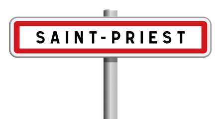 Panneau d'entrée de ville de Saint-Priest, Métropole de Lyon, Auvergne-Rhône-Alpes