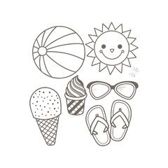 Beach icon doodle set
