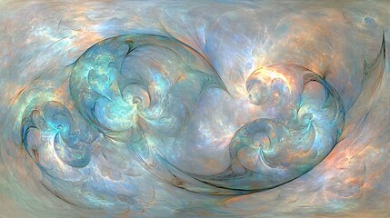 Gentle abstract swirls in pastel hues of blue, mint, and peach, blending into one another with soft, flowing transitions that evoke a calming, peaceful atmosphere