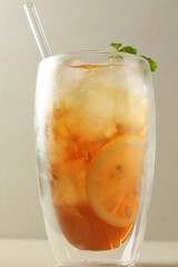 Es Teh Lemon , Iced Lemon Tea on Double Wall Glass