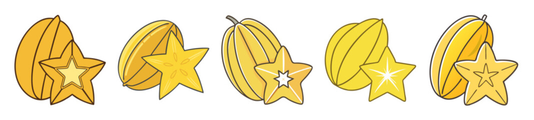 starfruit carambola icon, starfruit carambola line art - simple line art of starfruit carambola, perfect for starfruit carambola logos and icons