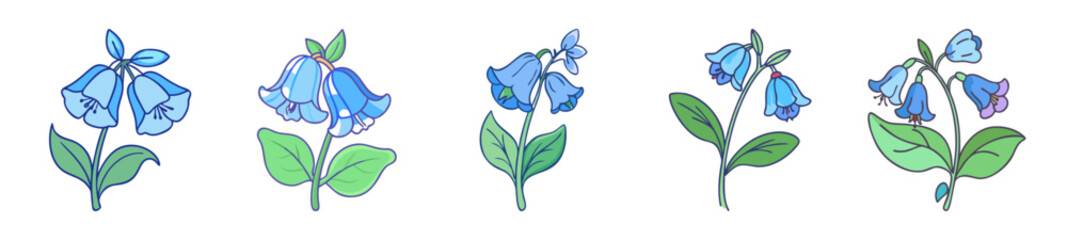 virginia bluebells flower icon, virginia bluebells flower line art - simple line art of virginia bluebells flower, perfect for virginia bluebells flower logos and icons