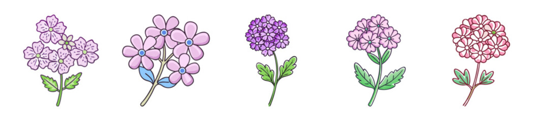verbena flower icon, verbena flower line art - simple line art of verbena flower, perfect for verbena flower logos and icons