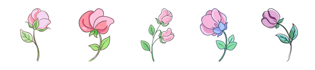 sweet pea flower icon, sweet pea flower line art - simple line art of sweet pea flower, perfect for sweet pea flower logos and icons