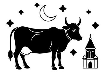 cow on a white background