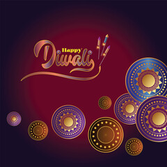 Decorative Diwali background in gold and red Free Vector