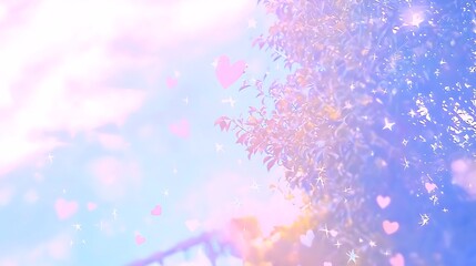 A dreamy kawaii pastel backdrop with scattered cute elements like hearts, stars, and cupcakes, set in a calming pastel palette of pinks, blues, and purples for a fun, youthful vibe