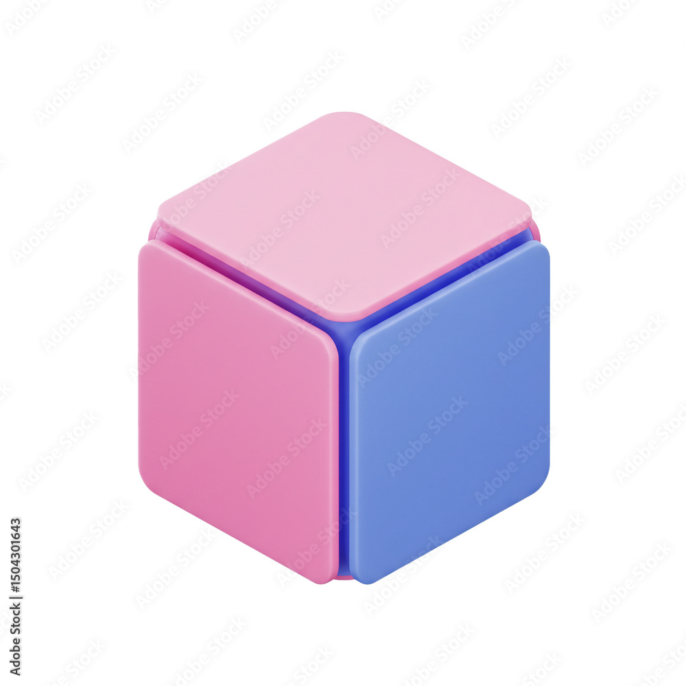 Aufkleber a 3d rendered square arrangement with interchanging pink and blue elements in a symmetrical composit