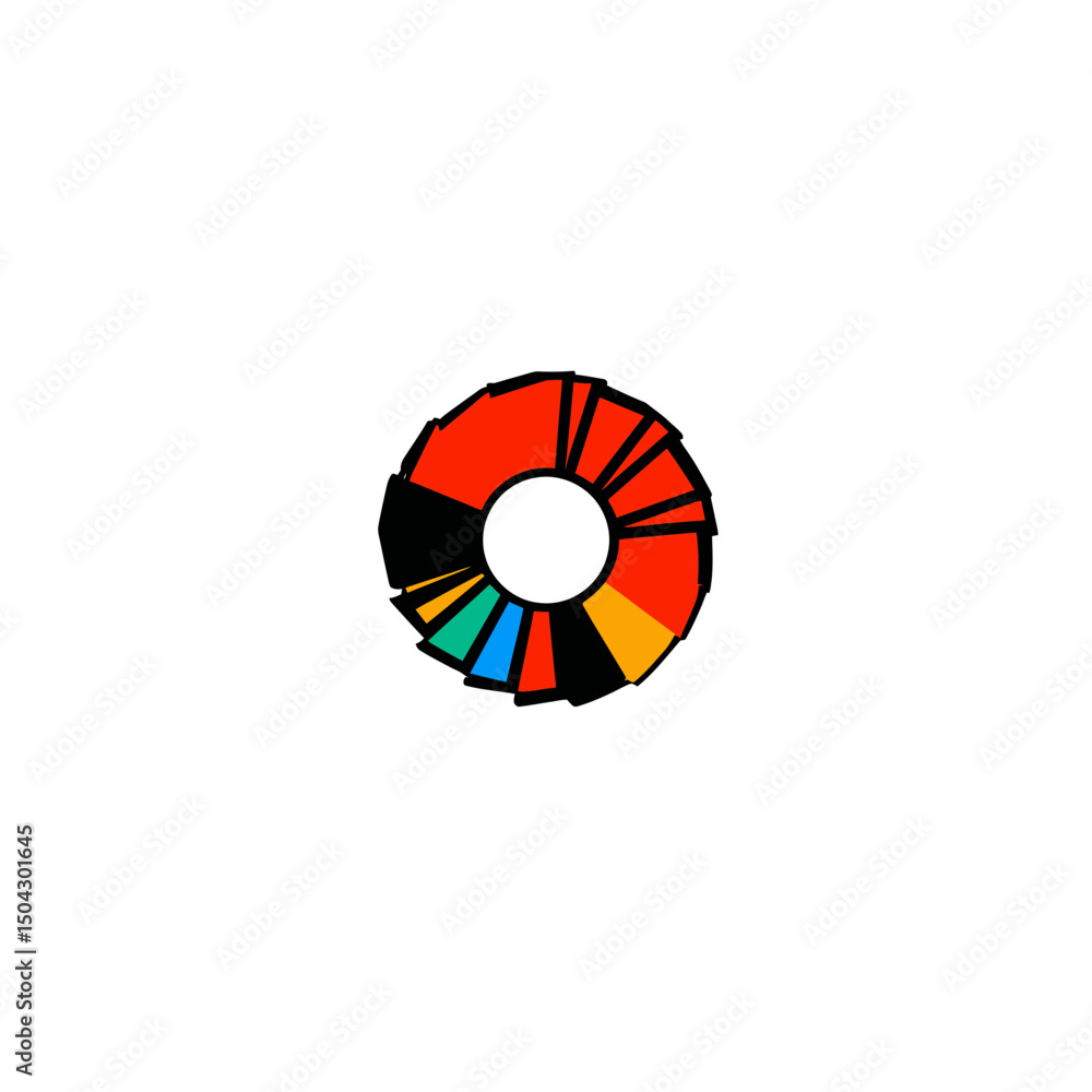 Poster abstract pie chart displays data segments visually white background