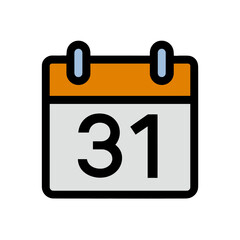 Calendar displays thirtyone date reminder icon flat design