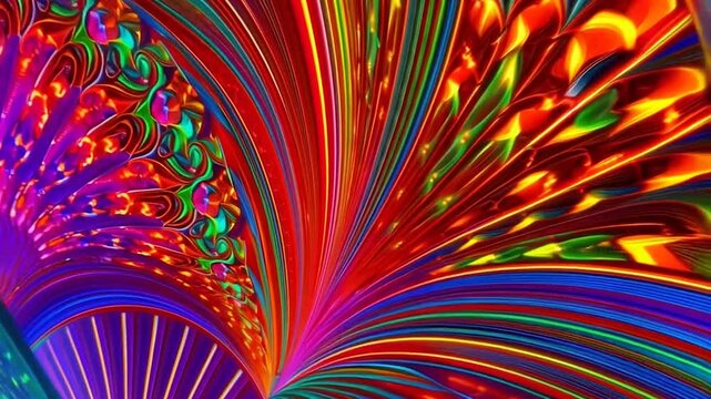 Psychedelic Kaleidoscope of Colorful Glowing Lines in Flower Pattern &ndash; 4K

