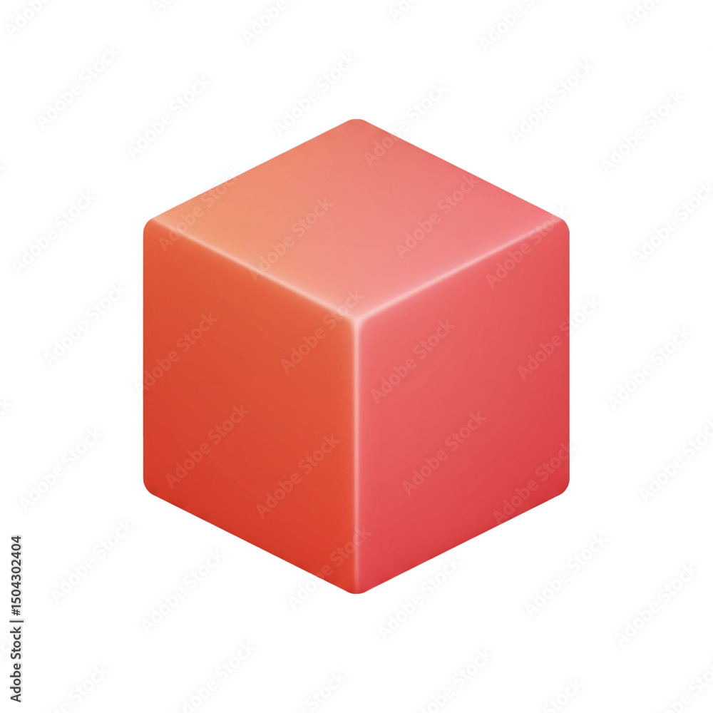 Poster a 3d rendered orange and pink gradient cube object on a white backdrop showcasing modern minimalist 