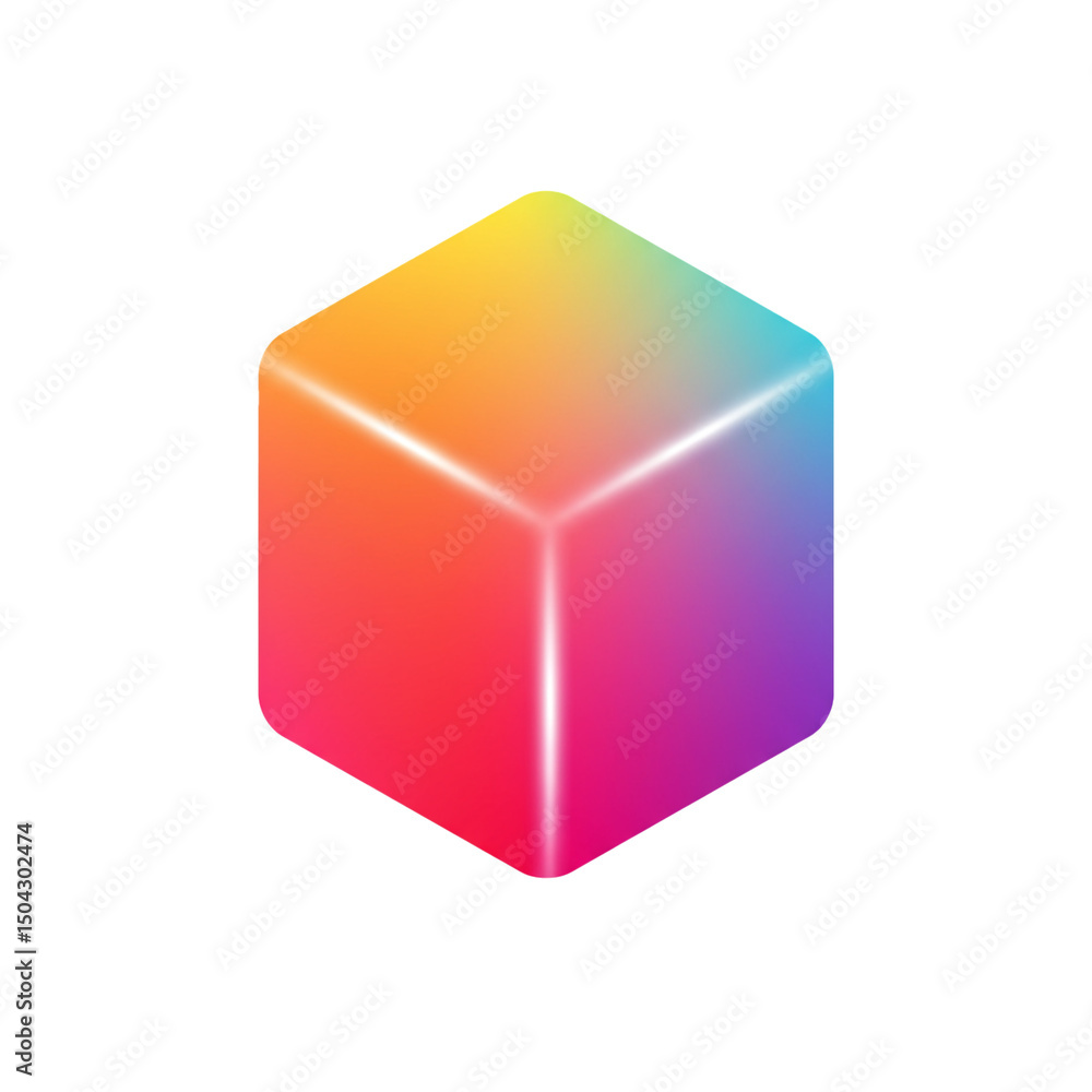 Poster vibrant spectrum box: a conceptual illustration of gradient color transition and modern design withi