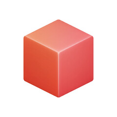 Fototapeta premium A 3D rendered orange and pink gradient cube object on a white backdrop showcasing modern minimalist aesthetic design element, isolated