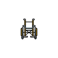 Wheelchair icon stands centered medical equipment illustration isolated