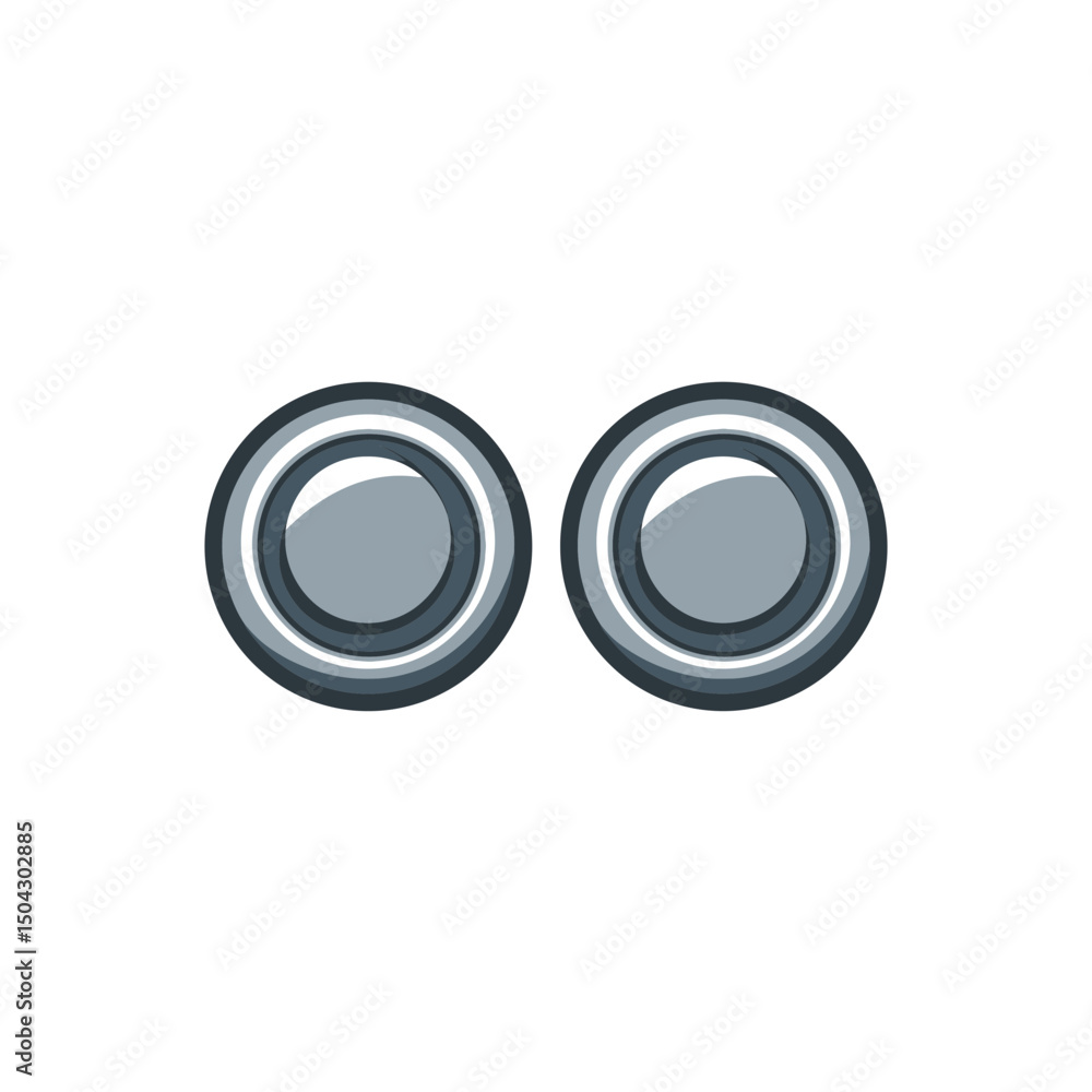 Poster two round buttons align against white simple backdrop look grey