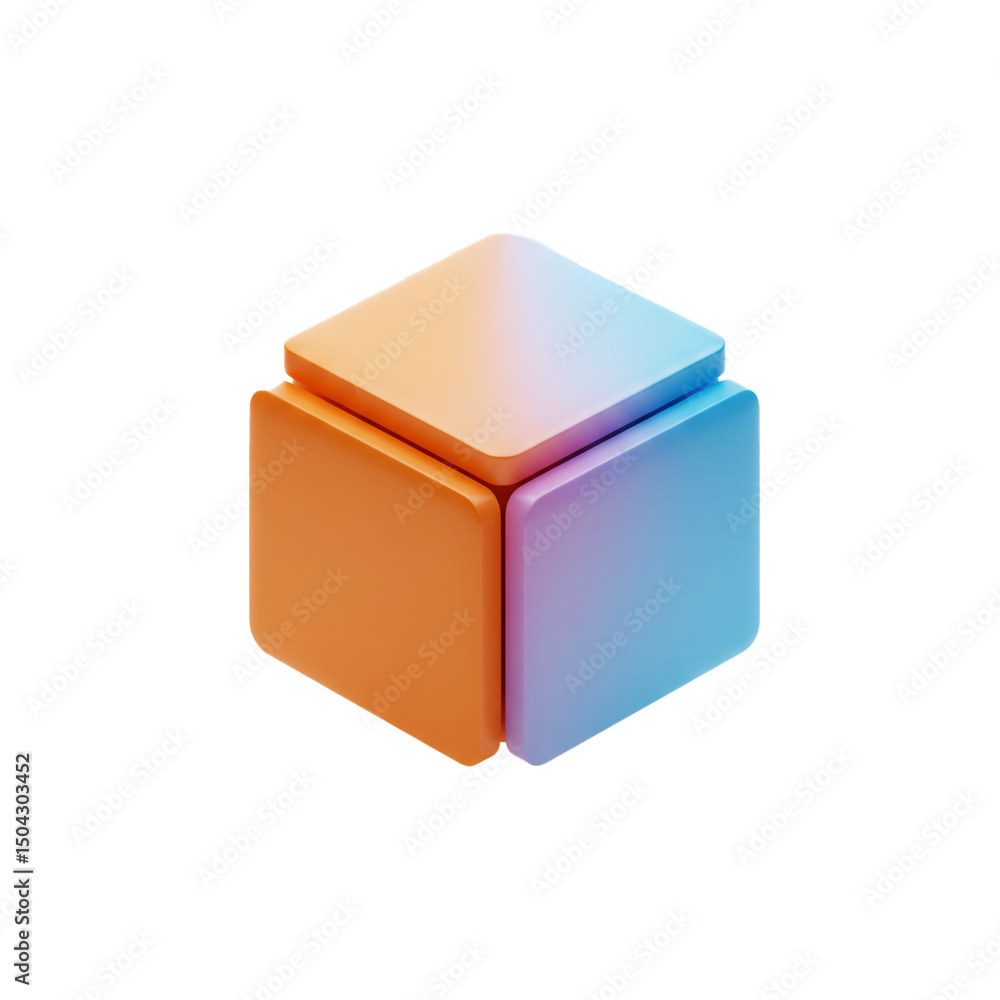Poster abstract geometric cube with gradient colors: a modern 3d render for design and creative projects, i