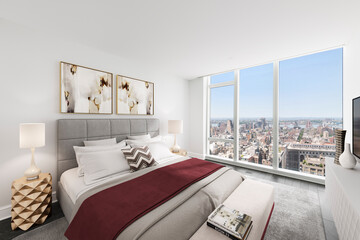 Contemporary interior design of a bedroom	